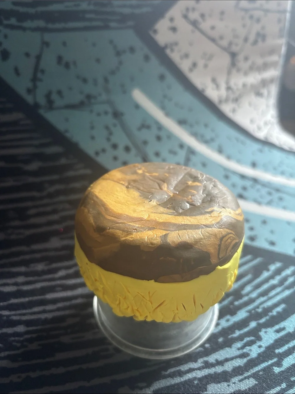 Handcrafted Clay Decorated Glass Holder with a sunflower theme